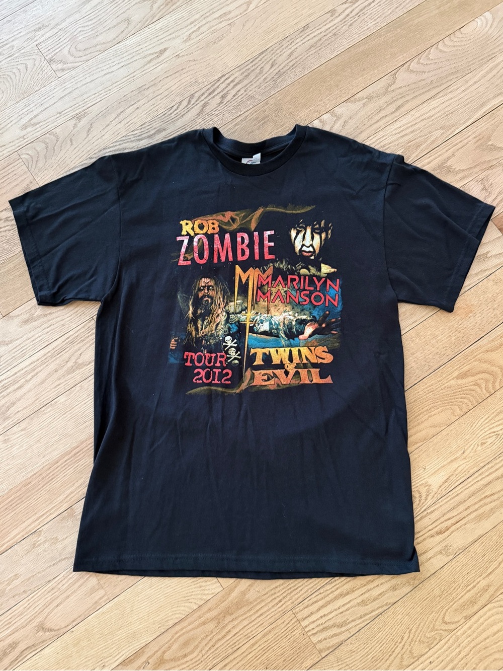 Marilyn Manson Rob Zombie Twins of Evil Tour 2012 Band Tee Black Tshirt